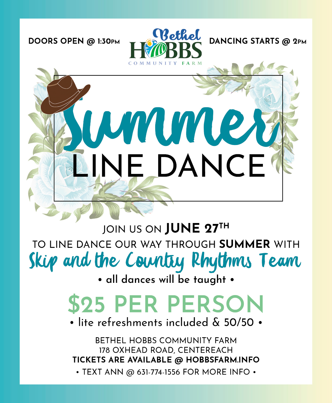 Summer Line Dancing at Bethel Hobbs Farm