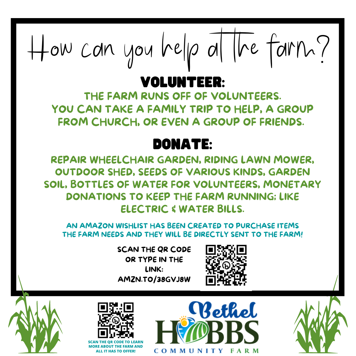 How can you help at Bethel Hobbs Farm